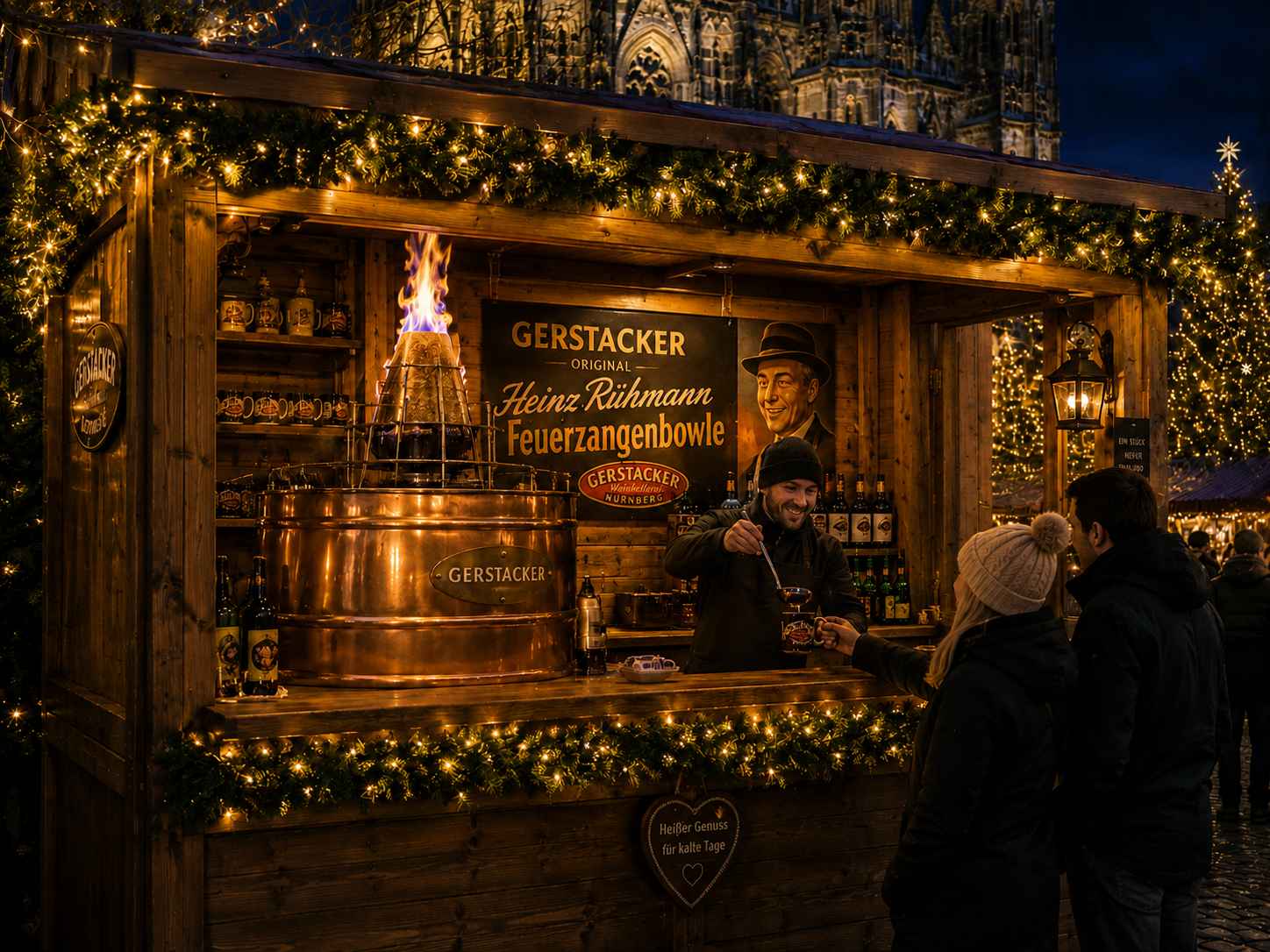 Feuerzangenbowle-Stand auf dem Weihnachtsmarkt am Kölner Dom